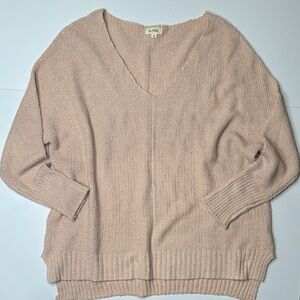 LA MIEL Women's Soft Pink V-Neck Sweater